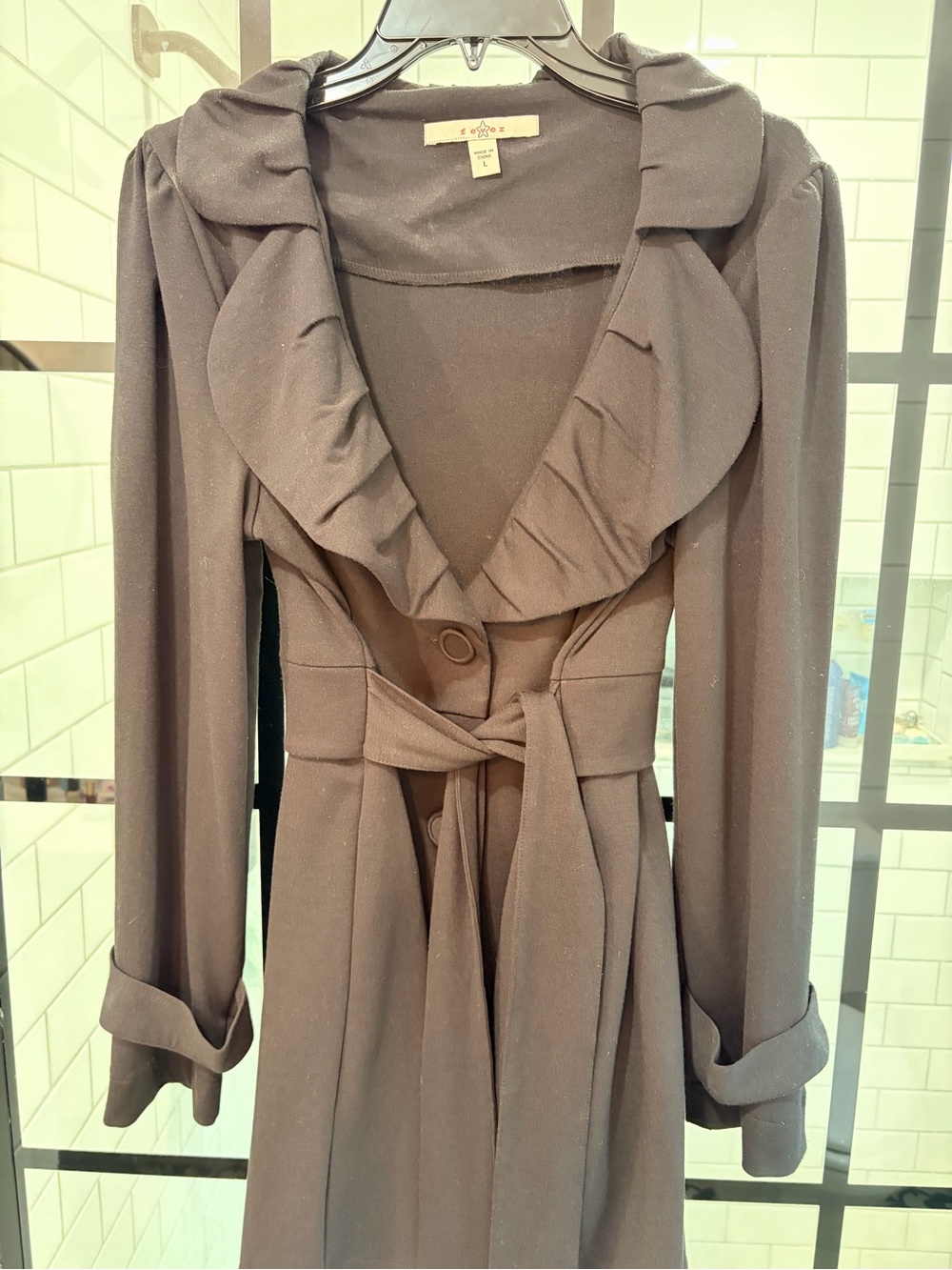 Ruffled Collar black coat